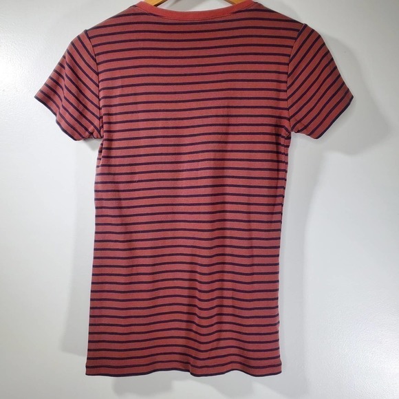 Eddie Bauer Cotton Knit Stretch V-Neck Short Sleeve Shirt Orange Size Small - Picture 4 of 10